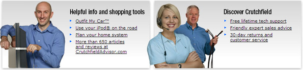 Sample of imagery and helpful links from Crutchfield.com