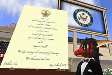 Invitation to inaugural celebration at Capitol Hill, Second Life.