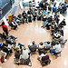 Bird's-eye view of a ChangeCamp Ottawa group in actioon.