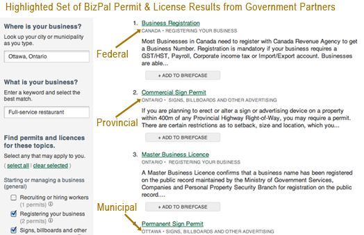 opening screen of BizPaL